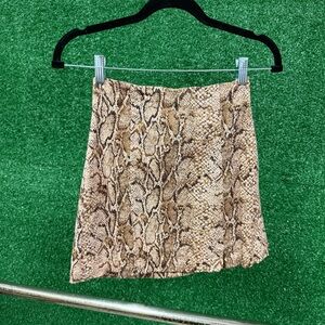 Reformation Tan Snake Print Mini Skirt